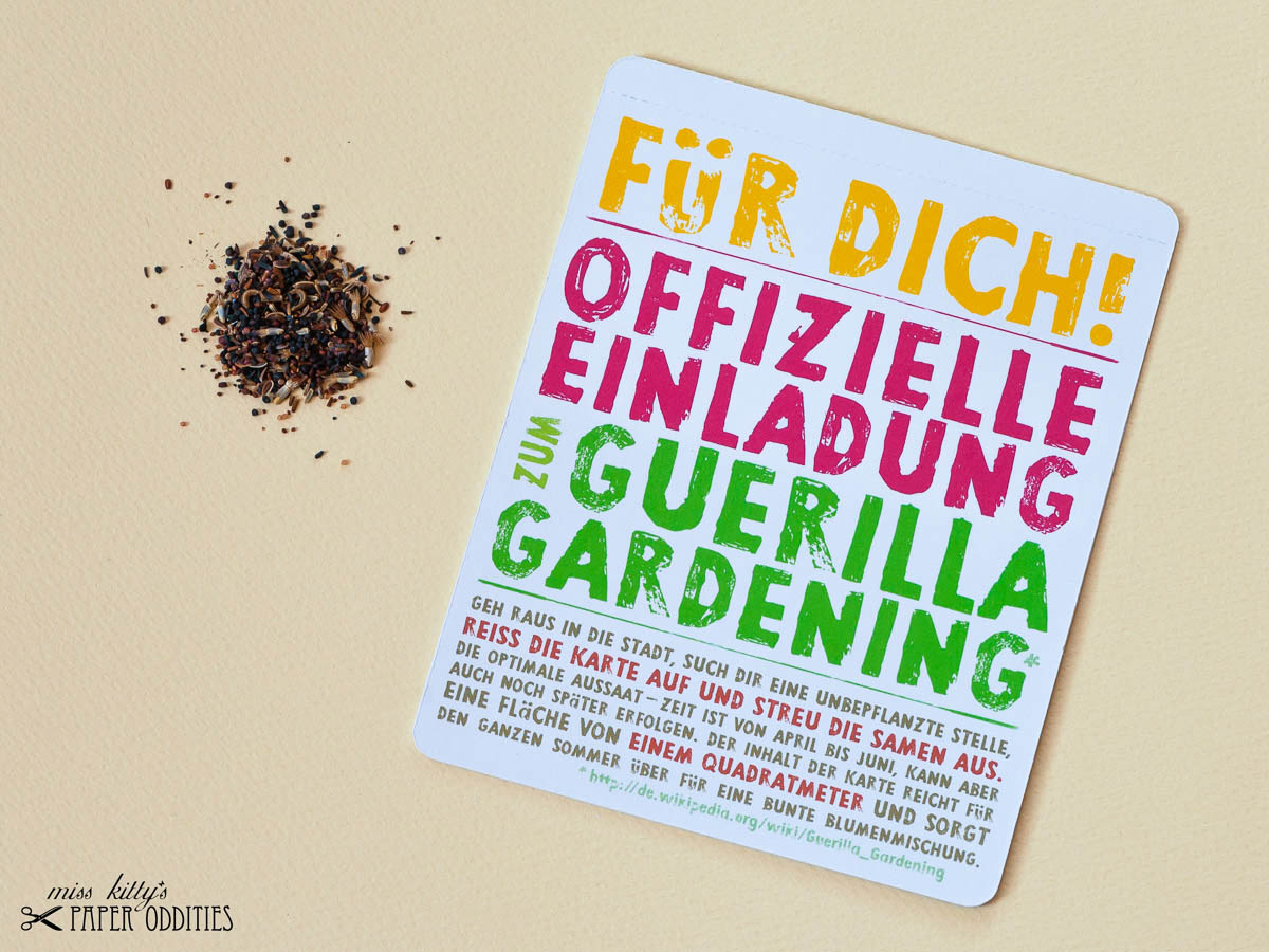 Postkarte &raquo;Guerilla Gardening&laquo; mit Blumensamenf&uuml;llung