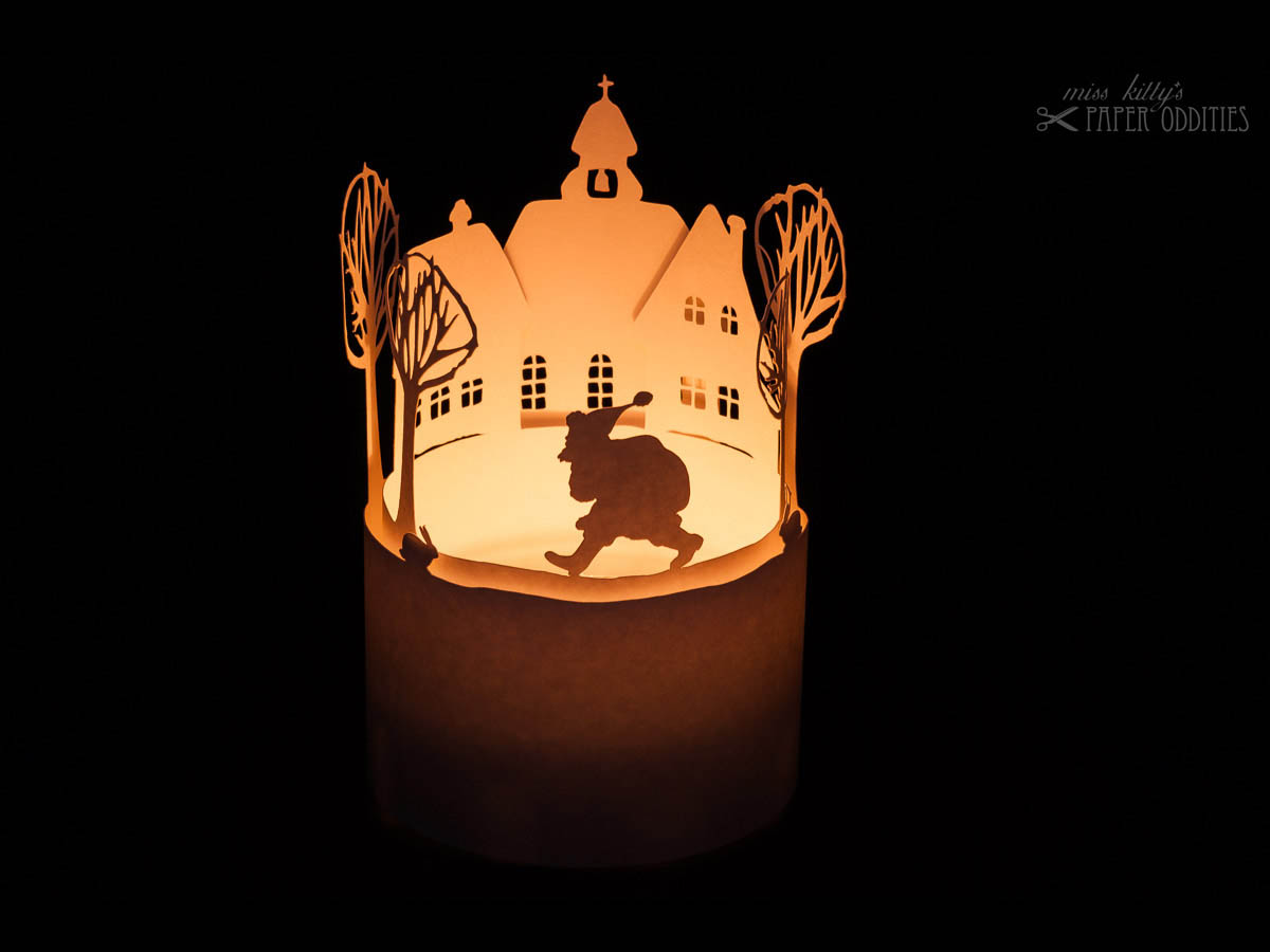 Windlicht &raquo;Der Weihnachtsmann kommt&laquo;