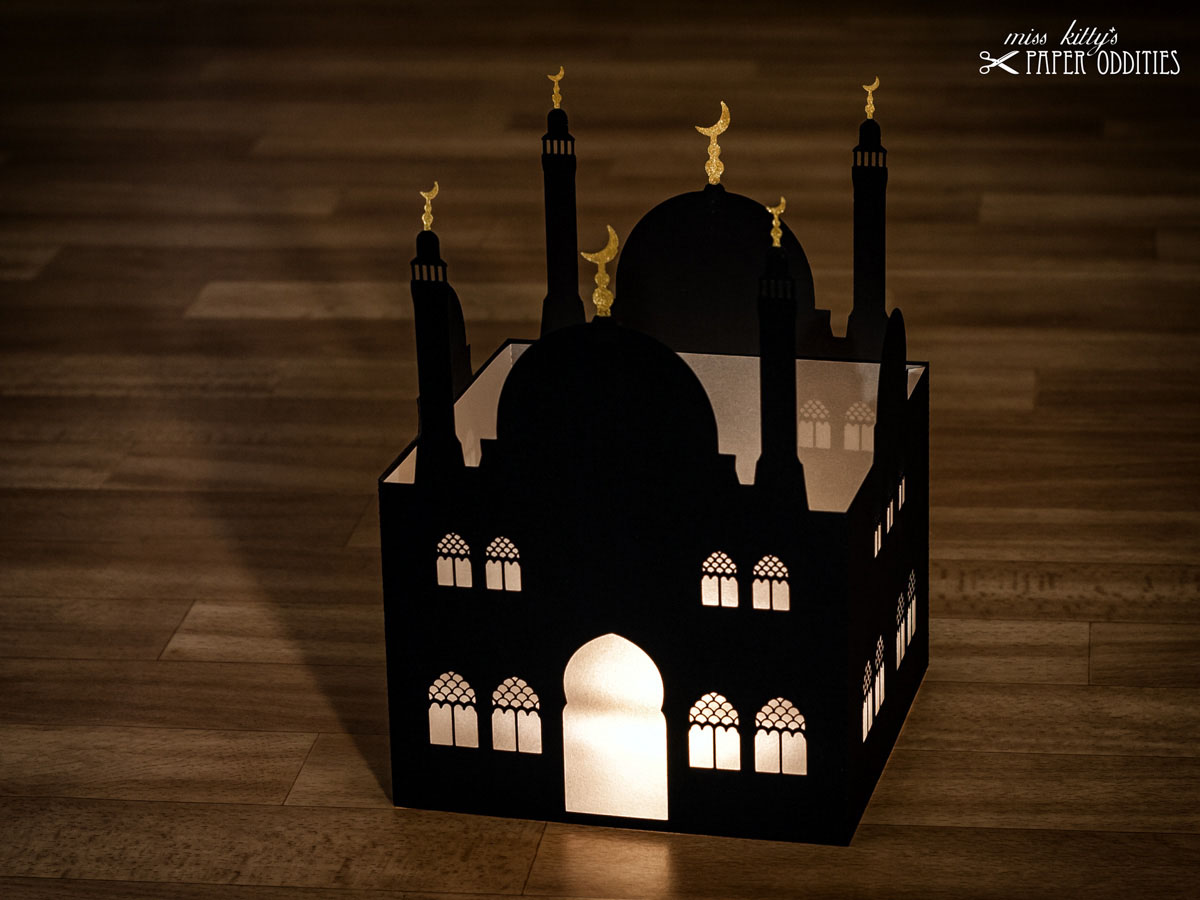 Windlicht &raquo;Moschee mit goldenen Halbmonden&laquo;